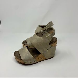Antelope Metallic Double Strap Slingback Wedge Sandals Women Size 5 to 5 1/2
